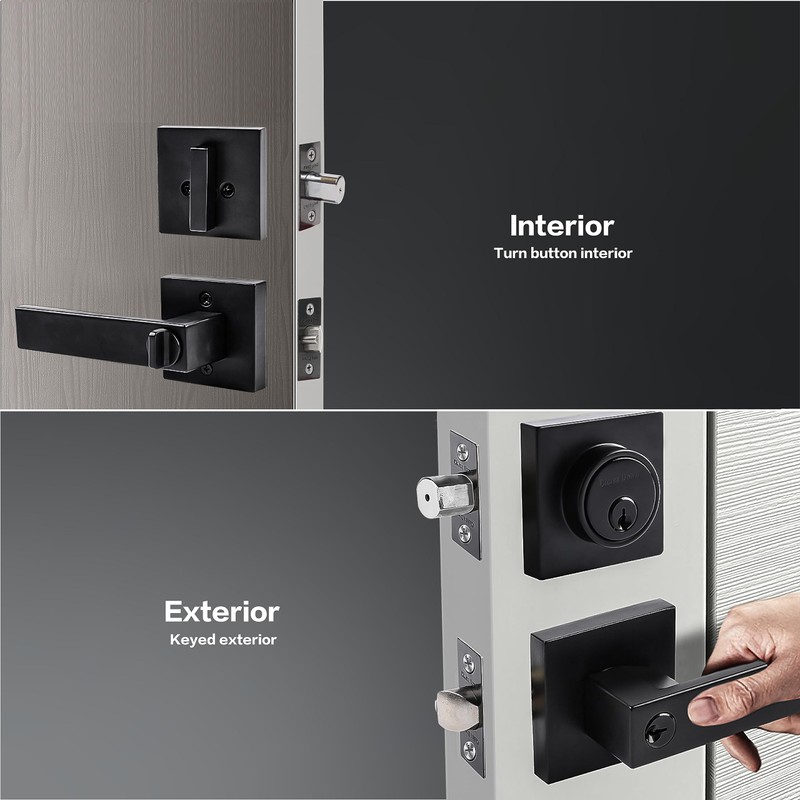 Exterior Door Lock Set with Deadbolt, Front Door Handle Set