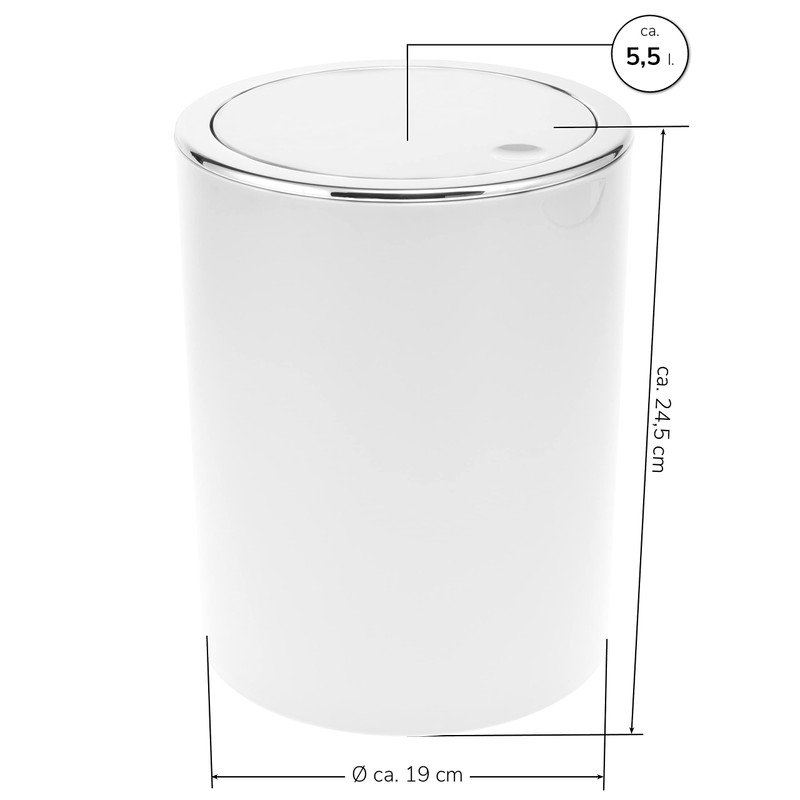 Bremermann bathroom series Savona cosmetic bin with a swing lid,