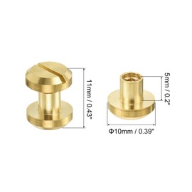 sourcing map 8Pcs Brass Chicago Screw, 5mm Concave Leather Rivets Belt Screw Binding Stud Nail Rivets Fasteners for Leathercraft Belt Jean DIY