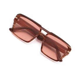 VANLINKER Polarized Trendy Square Double Bridge Aviator Sunglasses for Women Men Retro Vintage Shades VL9835,Brown Frame/Pink Lens