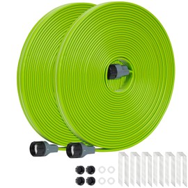 KOBAZ Sprinkler Soaker Hose 50FT 2Pack with Holes, Garden Watering Hose with Stakes, Drip Hose Sprinkler, Efficient Saving Water for Lawn Garden and Yard, Leakproof