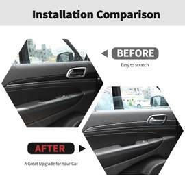 RT-TCZ Carbon Fiber Center Console Dashboard Panel Trim Inner Door Handle Cover Interior Trim Kit Decor Accessories for Jeep Grand Cherokee 2011-2020