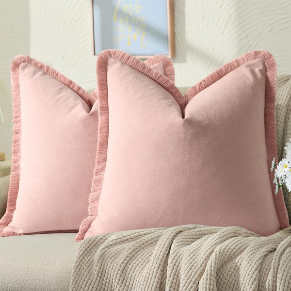 ZWJD Pillow Covers 20x20 Set of 2 Dusty Pink Throw