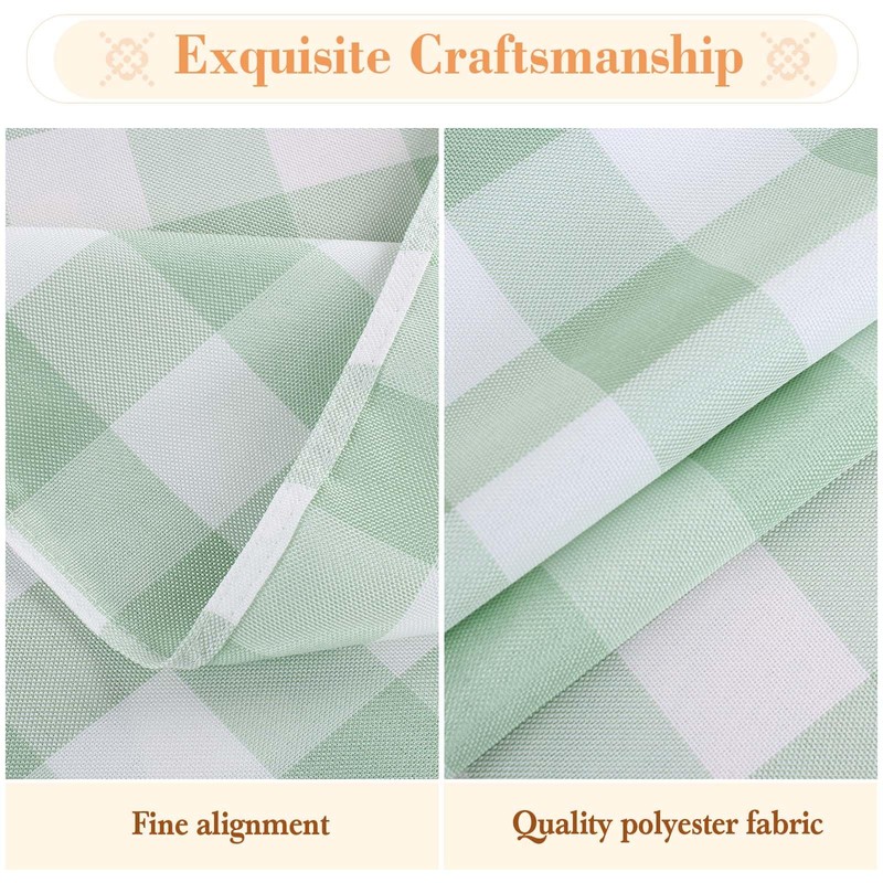 Round Gingham Tablecloths Polyester 60 Inch Diameter, Checkered Table Cloth