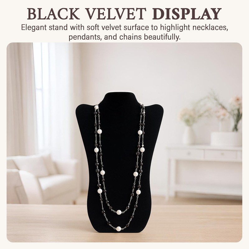 RJ Displays Jewelry Display for Vendors, Black Velvet Necklace Display