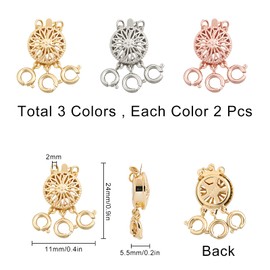 SUNNYCLUE 6 Sets 3 Colours Necklace Clasp Layering Multiple Chains Layering Clasp Gold Silver Rose Gold Necklace Layering Clasp Chain Clasp Brass for Bracelets Necklace Jewellery DIY