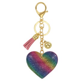 PATIKIL Liebe Schlüsselanhänger Glitzer Strasssteine, Bling Rhinestone Schlüsselanhänger Herz Charm Anhänger für Taschenanhänger Damen Handtaschen Dekor Autoschlüsselanhänger, Mehrfarbig