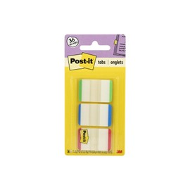 Post-it Tabs, 1 pulg., forrado, verde, azul, rojo, duradero, grabable, reposicionable, ideal para archivos, carpetas y cuadernos, 12 pestañas/color, 36 pestañas/On-the-Go Dispenser, (686L-GBRT), varios forro primario