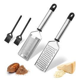 Zester Grater Parmesan Grater, Pack of 2 Stainless Steel Ginger Graters, Cheese Grater with Comfortable Handle, Hand Grater for Vegetables, Fruits, Carrots, Garlic, Onion, Lemon
