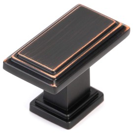 KOOFIZO 30-Pack Rectangular Stepped Cabinet Knob - Oil Rubbed Bronze Pull Handle (Length 40mm / 1.6 Inch) for Kitchen Cupboard Door, Bedroom Dresser Drawer, Bathroom, Vanity, Wardrobe Hardware