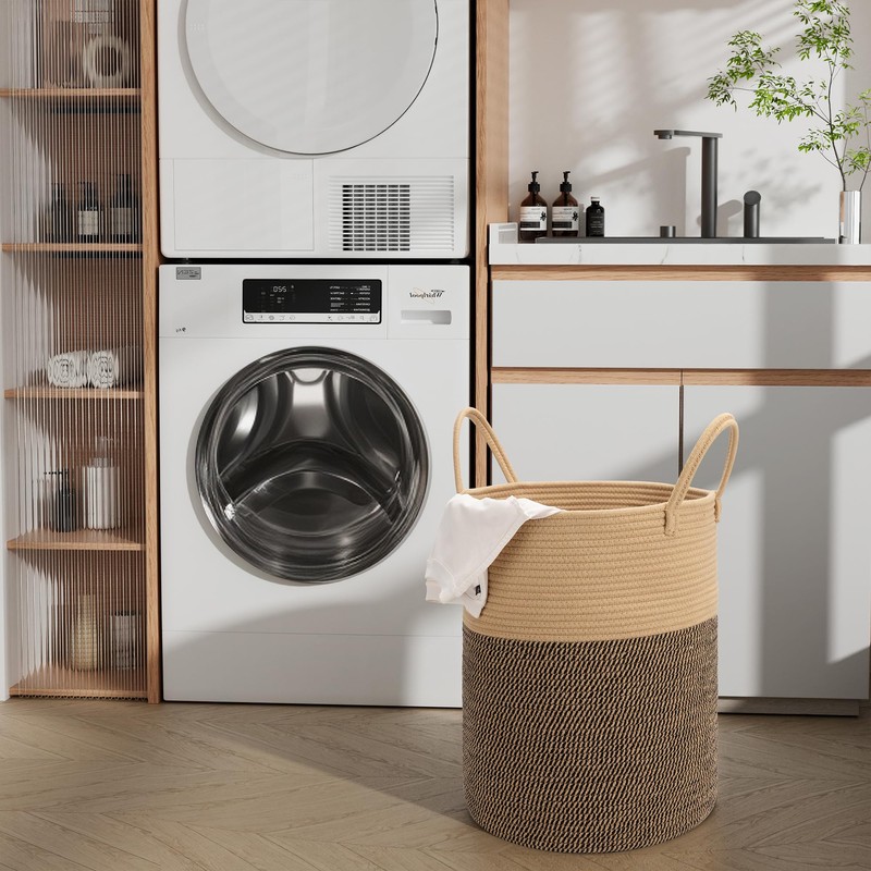 Eblog 58L Cotton Rope Laundry Basket (20"x15"),Woven Basket for Storage