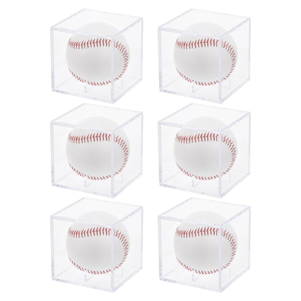 QUARKZMAN Pack of 6 Baseball Display Case, Acrylic Square Baseball
