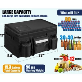 MyLifeUNIT 80 Cans Insulated Cooler Bag for Food & Pizza Delivery Bag Suitable for Car, Bike, Camping, Picnic, Beach