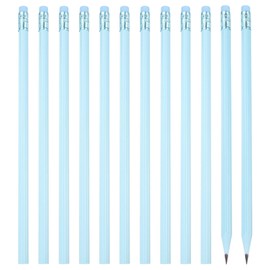 PATIKIL Round Pencils, 12 Pcs Triangle HB Graphite Pencil Wooden Pencils with Eraser for Classroom Office Writing Drawing Supplies, Blue