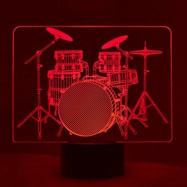 Alberts Gifts Drum Set - 3D LED LAMP Optical Illusion Light with 7 Color Changing Lighting Effects