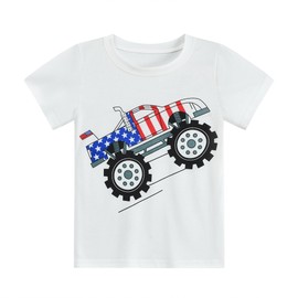 Little Hand Baby Boys Pajamas July 4th Monster Truck Short Sleeves Jammies Toddler Clothes Set Cotton Stars Sleepwear