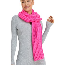 NEOSAN Women Men Winter Thick Cable Knit Wrap Chunky Warm Scarf Hor Hot Pink