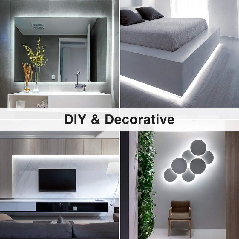 Velainic 24V LED Strip Light White 6000-6500K,16.4ft/5M Waterproof IP65 Outdoor