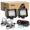 Nilight 2PC 4Inch Triple Row Lights 60W Flood Spot Combo