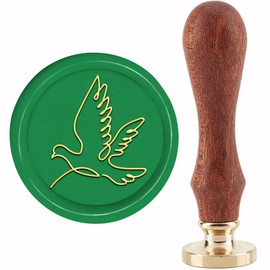 craspire Peace Dove Wax Seal Stamp Line Sealing Wax Stamp 30 mm Retro Vintage Removable Brass Stamp Head with Wooden Handle for Invitation Cards Gift Packaging