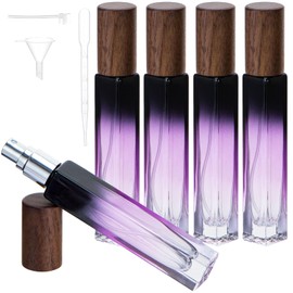 10ML Perfume Travel Refillable Spray Bottles 5pcs Set, Mini Glass Perfume Bottle Empty, Portable Cologne Atomizer Sprayer Travel Size Containers Refill Bottles Kit with Wooden Lid for Toiletries