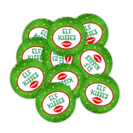 216 Christmas stickers for chocolate kisses, Elf Kisses .75" round, labels