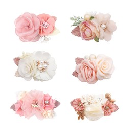 Juego de 6 clips de flores para el pelo para niñas, lazo floral para el pelo para bebés, adolescentes y niñas (estilo de flor-G)