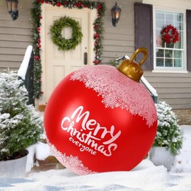60 cm Bola de Navidad Inflable, Decoración de Bola Inflable de Navidad Gigante, Decoración Navideña de PVC, Adecuada para Exteriores, Patio, Porche, I