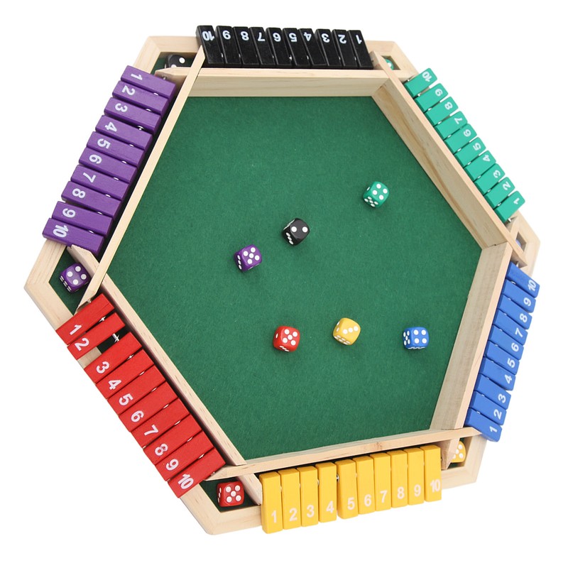 Shut The Box Dice Game 6 Player 6 Color Sided