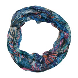 beybey® Fine Batik Women's Silk Loop Scarf in Irresistible Colours – High-Quality Silk Scarf – Swiss Alps, SWS Blue