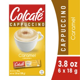 Colcafé Caramel Cappuccino Instant Mix | Convenient & Portable Packs | 100% Colombian Coffee | Make Hot or Cold | 6 Count (Pack of 2)