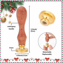 CRASPIRE Chirstmas Wax Seal Stamp Santa Claus Sled Sealing Stamps Elk Vintage 25mm Removable Brass Head Wood Handle Winter Holiday Seals Snowflake Tree for Xmas Envelopes Birthday Party DIY Gift