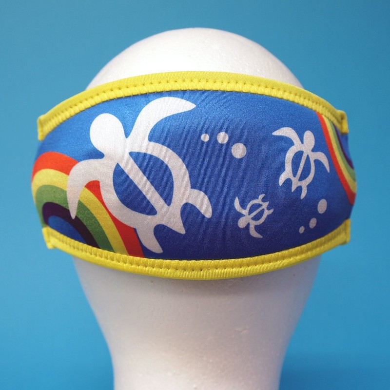 SeaCanary Snorkeling Diving Mask Strap Cover Rainbow Honu Blue