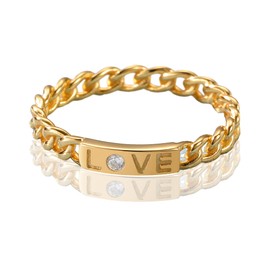 VOLUKA Sterling Silver Stacking LOVE Eternity Rings Cubic Zirconia Band for Women Men 18K Gold Plated Band Anniversary Promise Statement Wedding Couple Rings Size 7, Cubic Zirconia, Cubic Zirconia