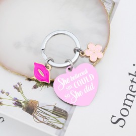 OEHEDOU Trendy Stuff Trending Items Teen Girl Gifts Encouragement Gifts For Girls Sister Friends Besties Pink Keychain Womens Cute Keychain Inspirational Gifts For Women Teen Girls Daughter