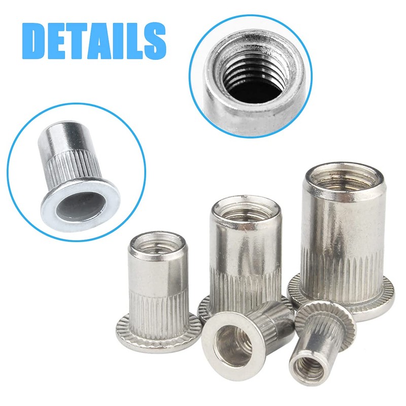 BESTYCHAO 120pcs Aluminum Rivet Nut Flat Head Threaded Insert Rivet