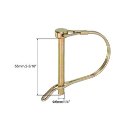 sourcing map 4Pcs Shaft Locking Pin w Ear, 1/4" x 2-3/16" Trailer Coupler Pin, Round Pto Pin for Boat Kayak Canoe Trailer Tractor Trolley, Gold