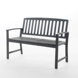 Christopher Knight Home Loja Outdoor Acacia Wood Bench, Dark Grey Finish