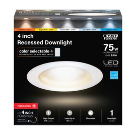 Feit LEDR4HO/6WYCA 75-Watt Equivalent Color Select (2700/3000/3500/4000/5000) Dimmable Recessed Downlight (4-Pack)