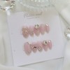 Yeori Pink Heartstone Handmade Nail Tips - Short Square /