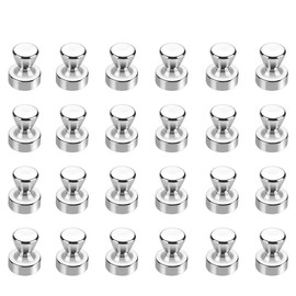 24 Pack Magnetic Push Pins, Refrigerator Magnets, Brushed Nickel Push Pin Magnets, Perfect for Whiteboards, Refrigerator, Map, Lockers, Home, School & Office Use