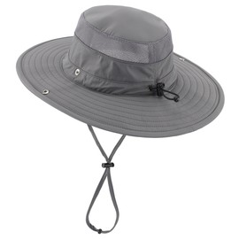 Connectyle Sun Hat for Men Women Breathable UPF 50+ Safari Hat for Fishing Hiking Gardening Adjustable Wide Brim Bucket Hats (Medium Grey)