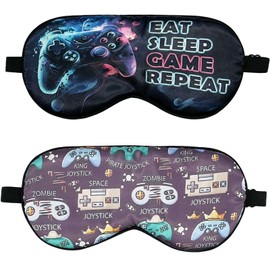 2 Pcs Boys Sleep Eye Mask, Guys Blackout Sleeping Silk Mask for Kids Adult Children's Travel Eye Cover Blindfold for Game