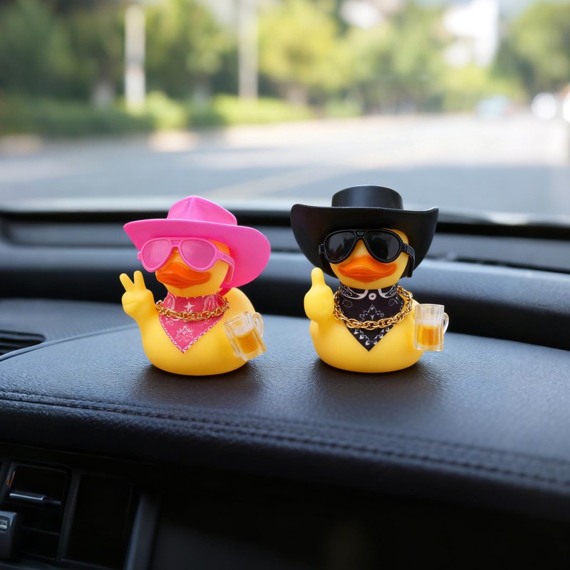 Fukaisu 2pcs Novelty Rubber Ducks, Cool Rubber Ducky with Sunglasses,