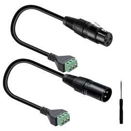 MISYNLON 2Pack 3Pin XLR Male to Screw Terminal Block Adapter Cable, XLR Female to 3 Pin/Way Female Bolt Screw SolderlessTerminals Connector Cable for Sound/Stage Lighting, Microphone,Speakers-30cm