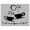 Kitchen Decoration Coffee Stencil 2 Cups - Reusable Stencil (8.5"