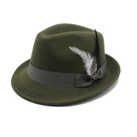 LIDHAY Classic Fedora Hats for Men & Women Vintage Style Short Brim Felt Hat Panama Fedora Hats with Bands JZ-80 Army Green