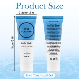 Travel Size Body Wash, Individually Wrapped Bulk 1 oz/30 ml Mini Shower Gel Set Trial Sample Small Single Use Toiletries Amenities Kit for Men & Women for Hotel/Camping/Vacation/Homeless (30 Pack)