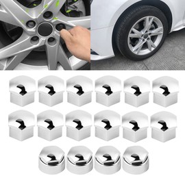 locking Wheel Nut nuts Rim Cover Covers, Black Wheel 20pcs 17mm Lug Nut Car Auto Hub Screw Protection Anti-theft Dust Cover Protective Caps Cap Kit(Silver)