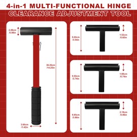 DrosoKing Hinge Adjustment Tool, Door Hinges Gap Wrench, 4-in-1 Multi-Functional Heavy Duty Gap Repair Bender, A Wrench Bar & Four Replacement Clearance Kits, Suitable for Residential, Commercial Use